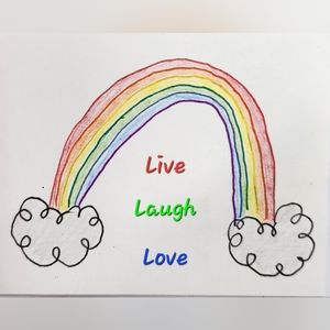 Hand Crafted Live, Laugh, Love Rainbow Thank You Business Cards 50 Count